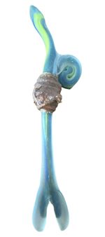 Vietnam Vet Artist MICHAEL ASCHENBRENNER " Damaged Bones" Blue Green Sculpture - Michael Aschenbrenner