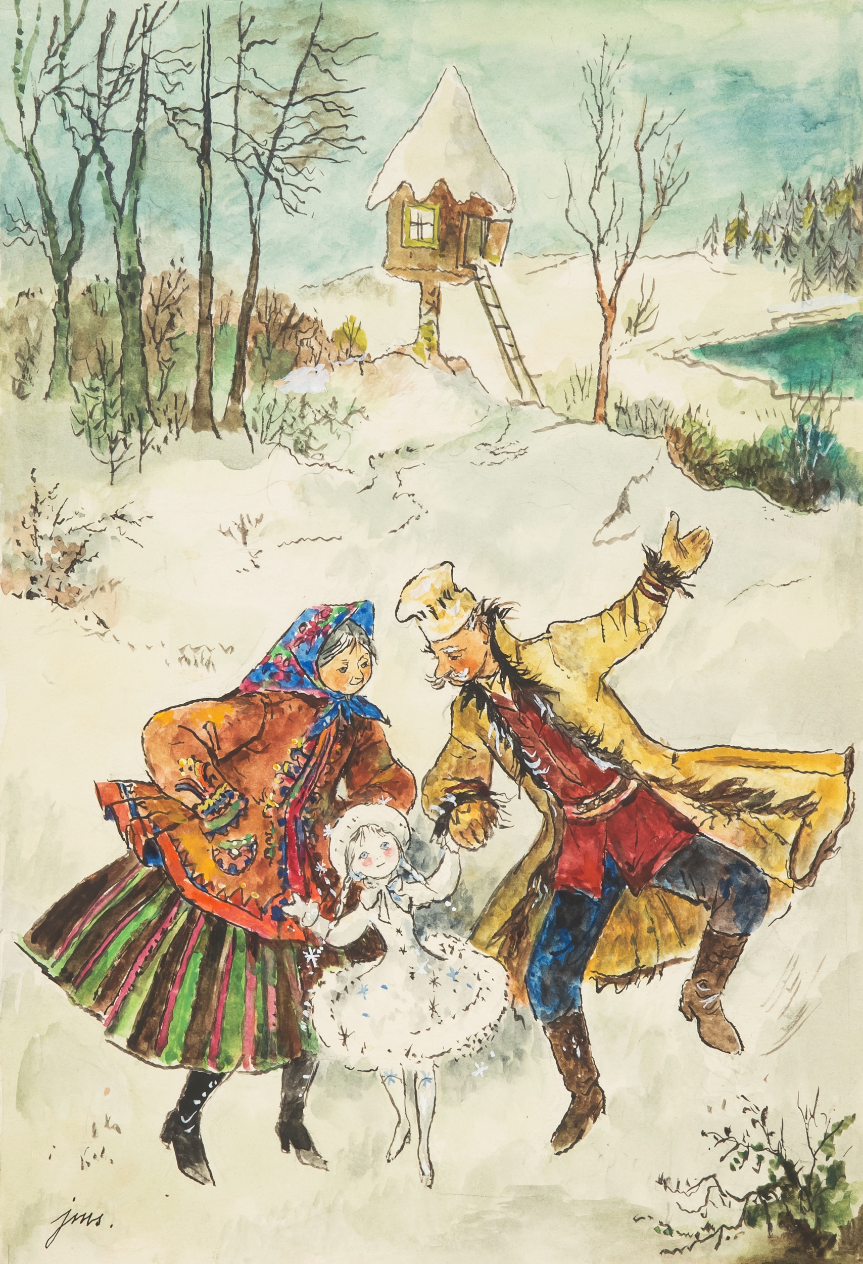 Ilustracja do "Śniegowej dziewczynki" Ewy Szelburg-Zarembiny - Jan Marcin Szancer