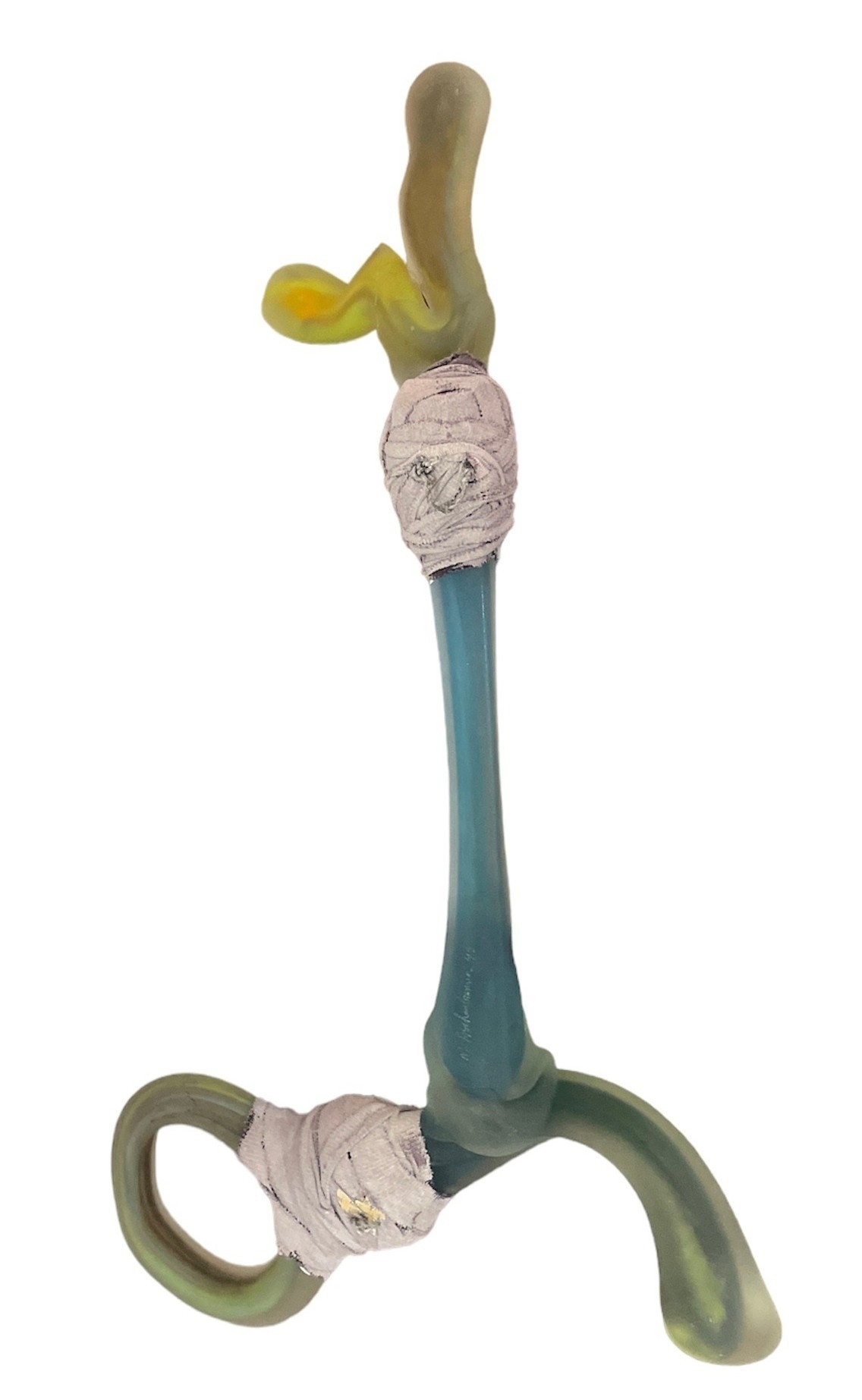 Artwork by Michael Aschenbrenner, Vietnam Vet Artist MICHAEL ASCHENBRENNER "DAMAGED BONES" Blue Sculpture, Made of Blue Sculpture