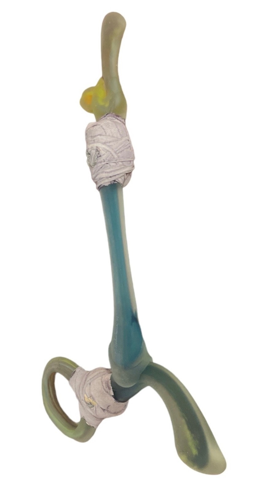 Artwork by Michael Aschenbrenner, Vietnam Vet Artist MICHAEL ASCHENBRENNER "DAMAGED BONES" Blue Sculpture, Made of Blue Sculpture