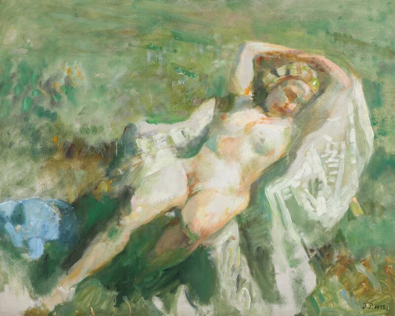 Portrait of a reclining naked woman - Julius Paulsen