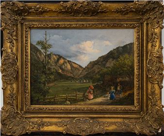 landscape with peasants in Lower Austria - Joseph Moessmer