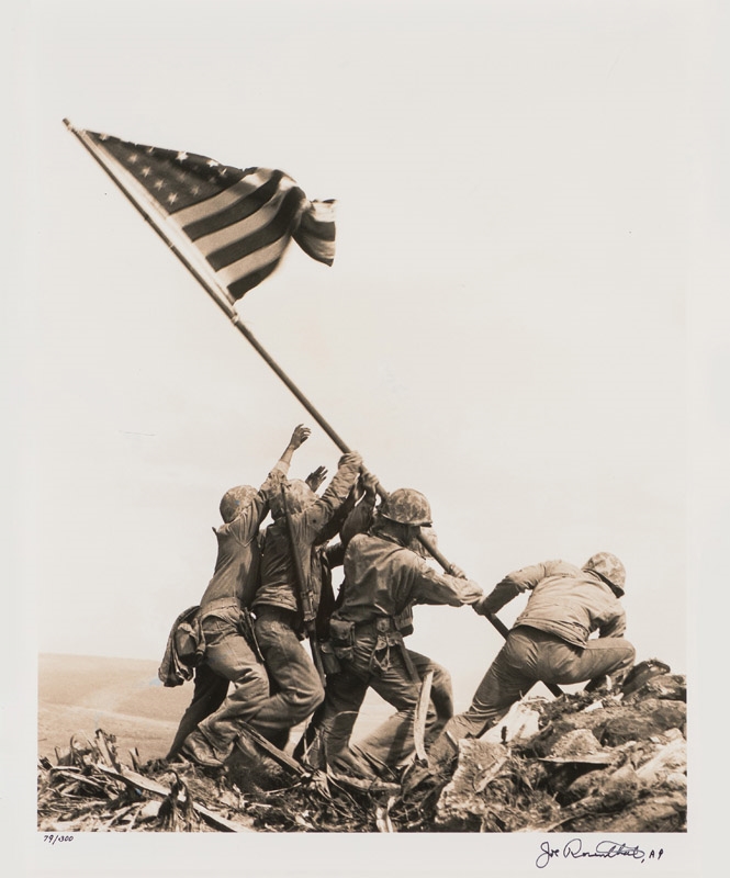 Raising the American flag atop Mt. Suribachi, Iwo Jima - Joe Rosenthal