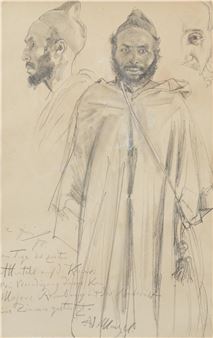 Adolph von Menzel Portrait study of a Moroccan man - Adolph von Menzel