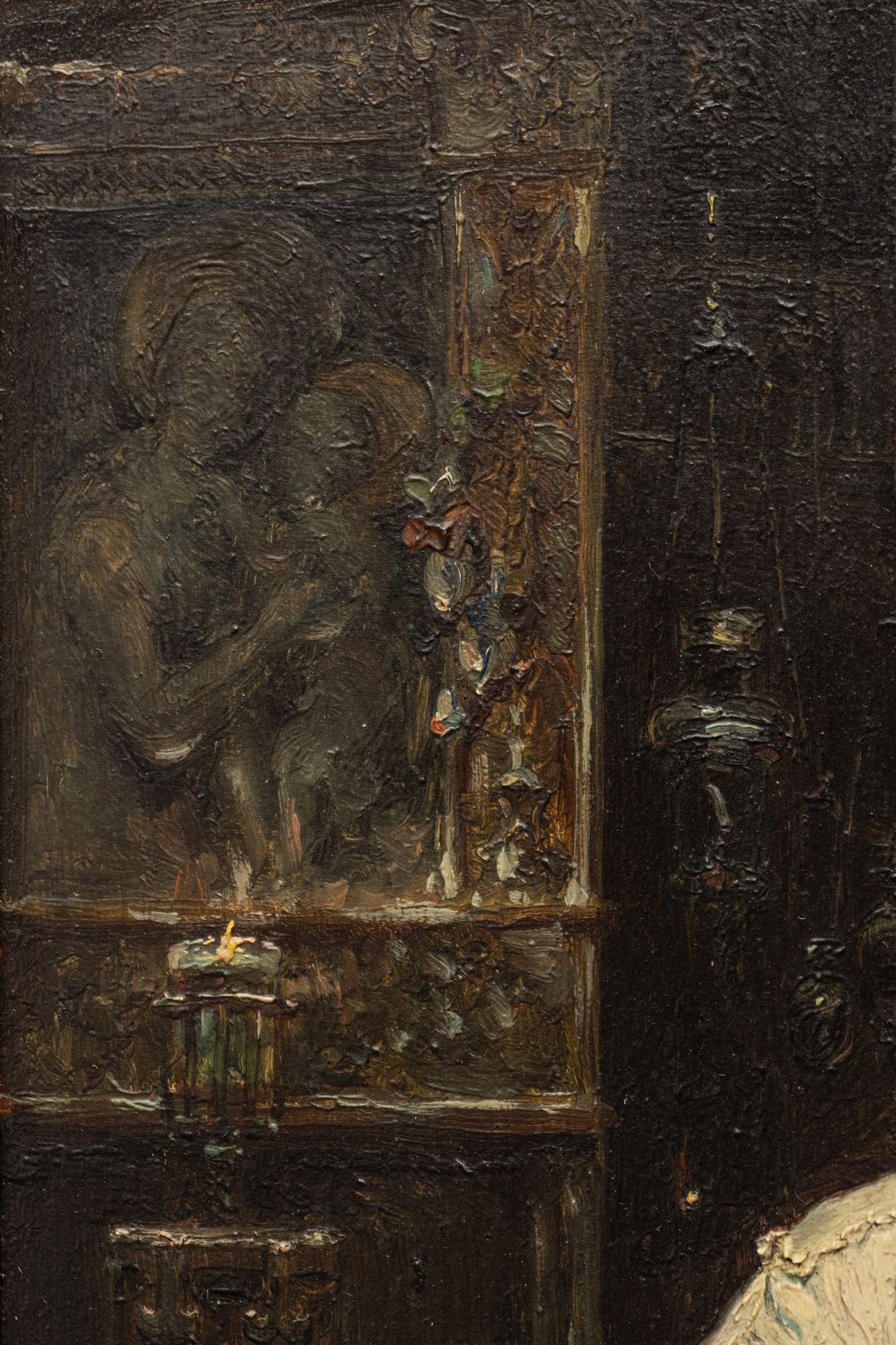 Artwork by José Gallegos y Arnosa, Jose Gallegos Y Arnosa (Spanish, 1857-1917) Oil on Panel, 1886, "Altar Boy Holding Antependium", H 9.5" W 6.75, Made of Oil on Panel