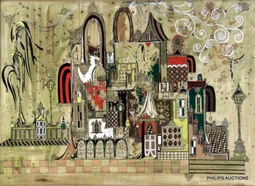 Artwork by Pamela Duke, Untitled Fantasy House, Made of Watercolour and ink