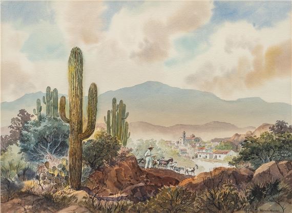 Warren Hunter | Mexican Goatherd in Mountains | MutualArt