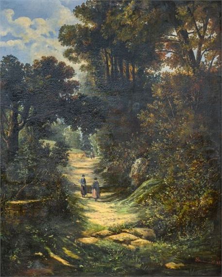 A walk in the woods Large by Michel Ghislain Stapleaux, 1881