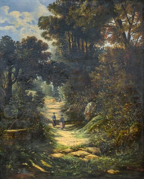 Artwork by Michel Ghislain Stapleaux, A walk in the woods Large, Made of oil on canvas