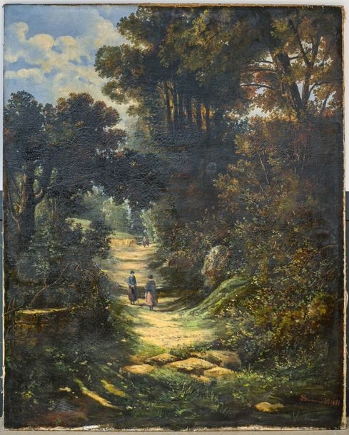 Artwork by Michel Ghislain Stapleaux, A walk in the woods Large, Made of oil on canvas