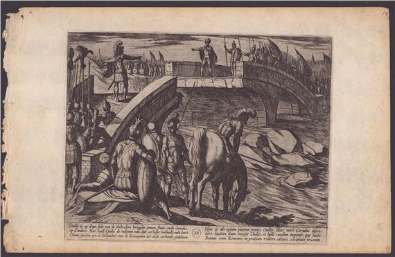 The meeting on the Broken Bridge from "The War of the Romans against the Batavians", 1611 by Antonio Tempesta, 1611