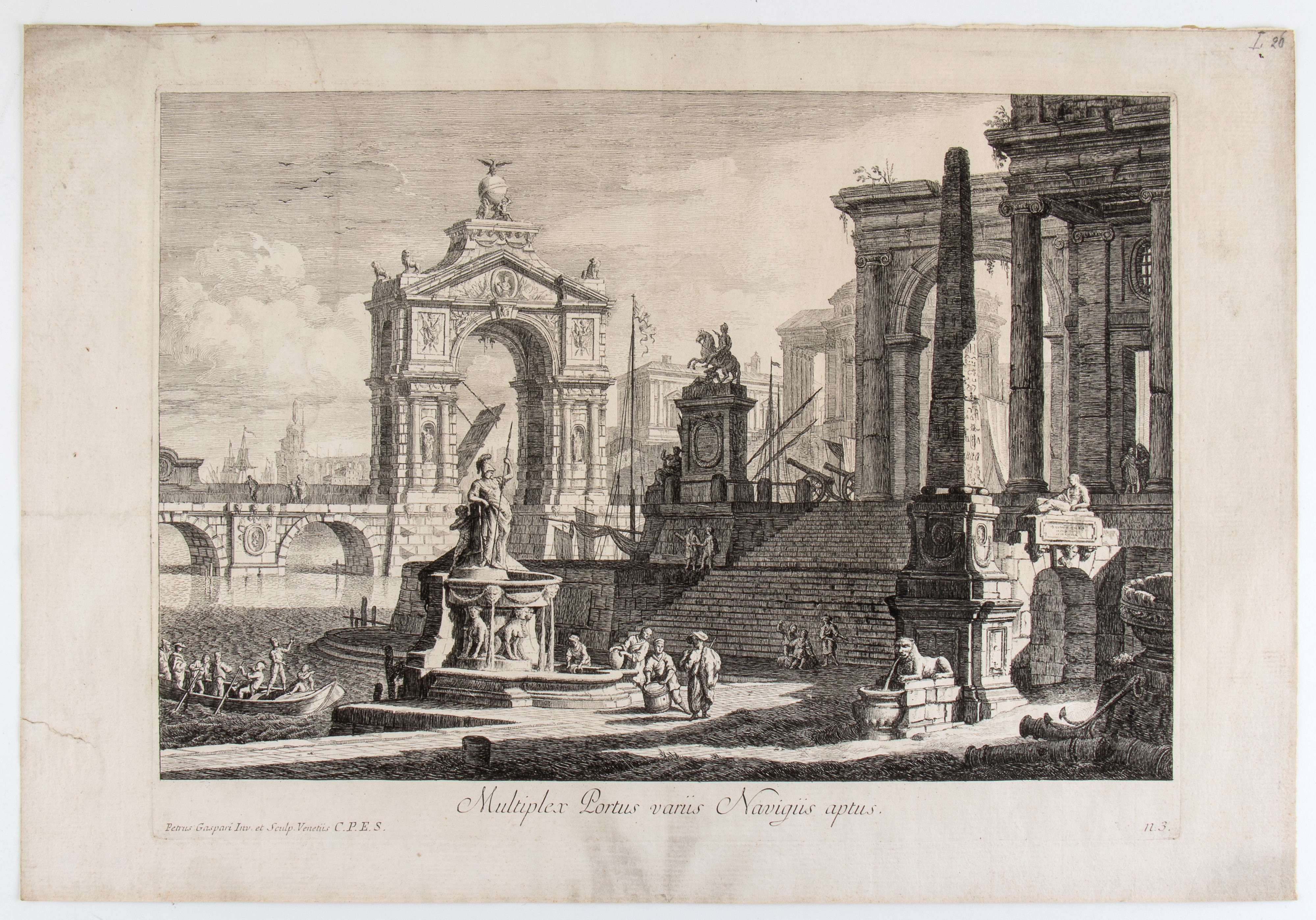 Artwork by Pietro Gaspari, Multiplex Portus varas Navigiis aptus, Made of Etching