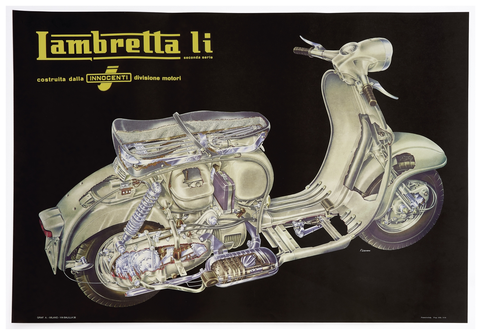 Artwork by F. Lojacono, Lambretta Li Seconda Serie, Made of Offset