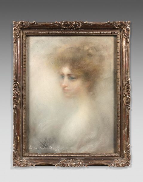 Émile Antoine BOURDELLE (1861-1929) Portrait of a woman in profile to the left Pastel, signed lower left. 64 x 49 cm - Émile-Antoine Bourdelle