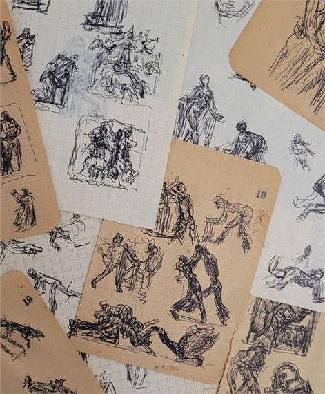 Philippe BESNARD (1885-1971) Studies for sculptures Twelve drawings in ink or ballpoint pen. Approx. 14 x 10 cm