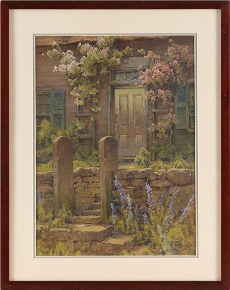 Lupine growing around a doorway by Hezekiah Anthony Dyer