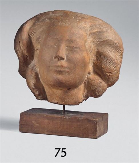 Philippe BESNARD (1885-1971) Head of a woman with closed eyes Original terracotta. Height without base: 24.5 cm (Restorations). Provenance: Hôtel Drouot sale, Paris, June 23, 2011, catalog no. 146