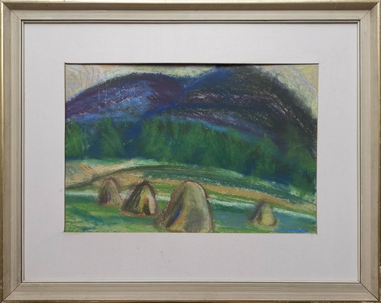 Artwork by Helena Kvasnicová, Spišská krajina IV., Made of ol. pastel, materiál: papier