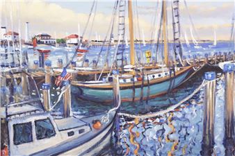 Moored Boats in Nantucket Harbor - Ilya Kagan