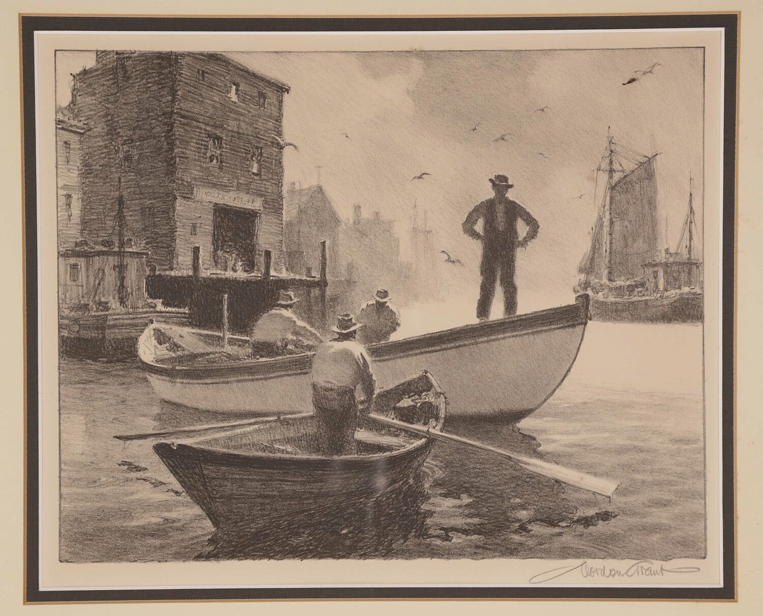 Fisherman In the Harbor - Gordon Grant