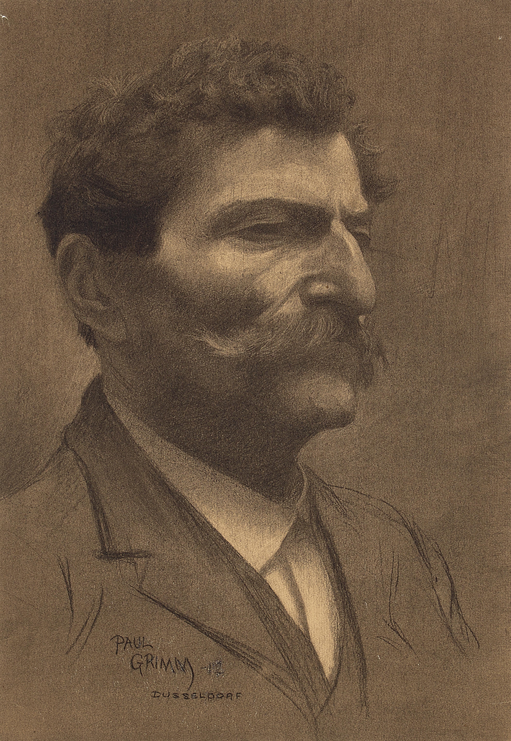 Artwork by Paul Grimm, Dusseldorf Portraits, Made of charcoal on paper
