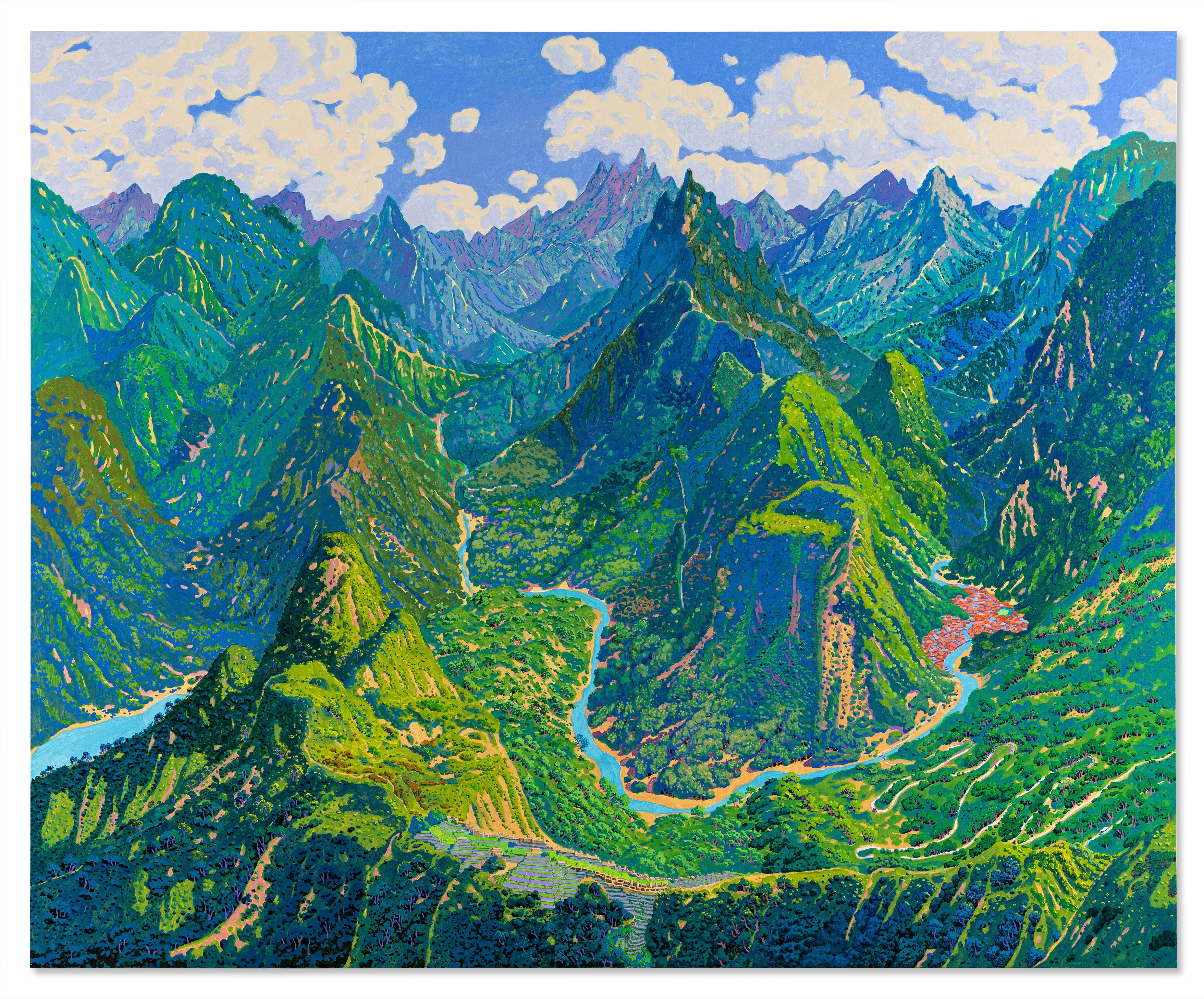 Artwork by Stephen Wong Chun Hei, A Grand Tour in Google Earth, Machu Picchu, Made of acrylic on canvas
