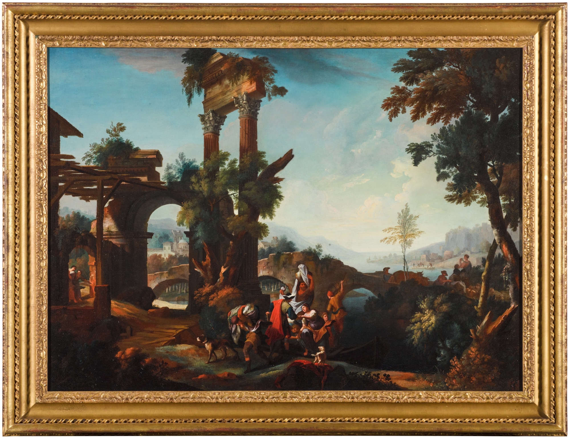 Domenico Pecchio | A pair of river landscapes with herders and their ...