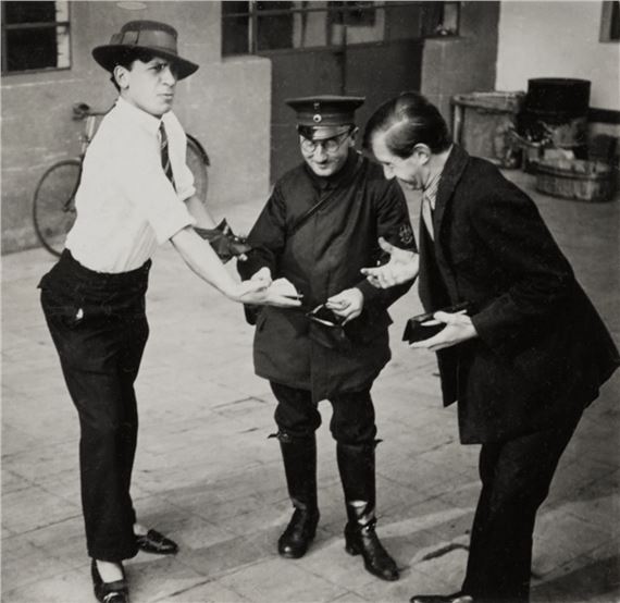 Andor Weininger & Alexander Xanti Schawinsky Clowning with 'Der Geldbriefträger' (Money Postman by T. Lux Feininger, Executed in 1929-1930