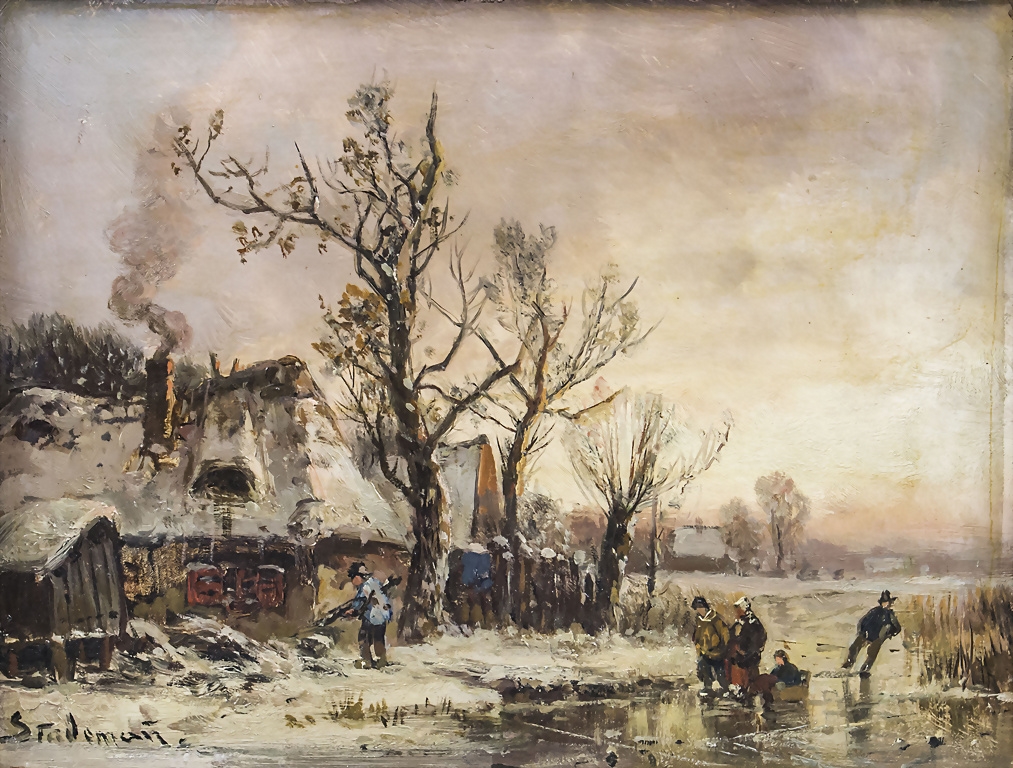 Adolf Stademann | Winter Landscape With Figures | MutualArt