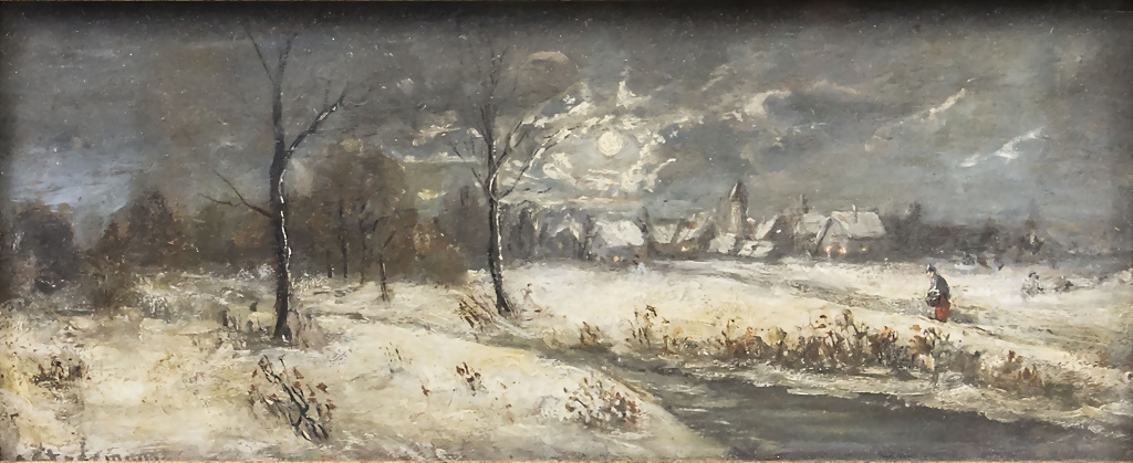 Adolf Stademann | Winter Landscape With Figures | MutualArt