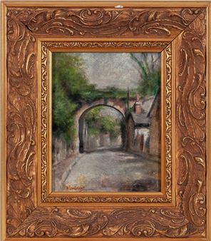 Calle de pueblo con puente - Honoré Umbricht