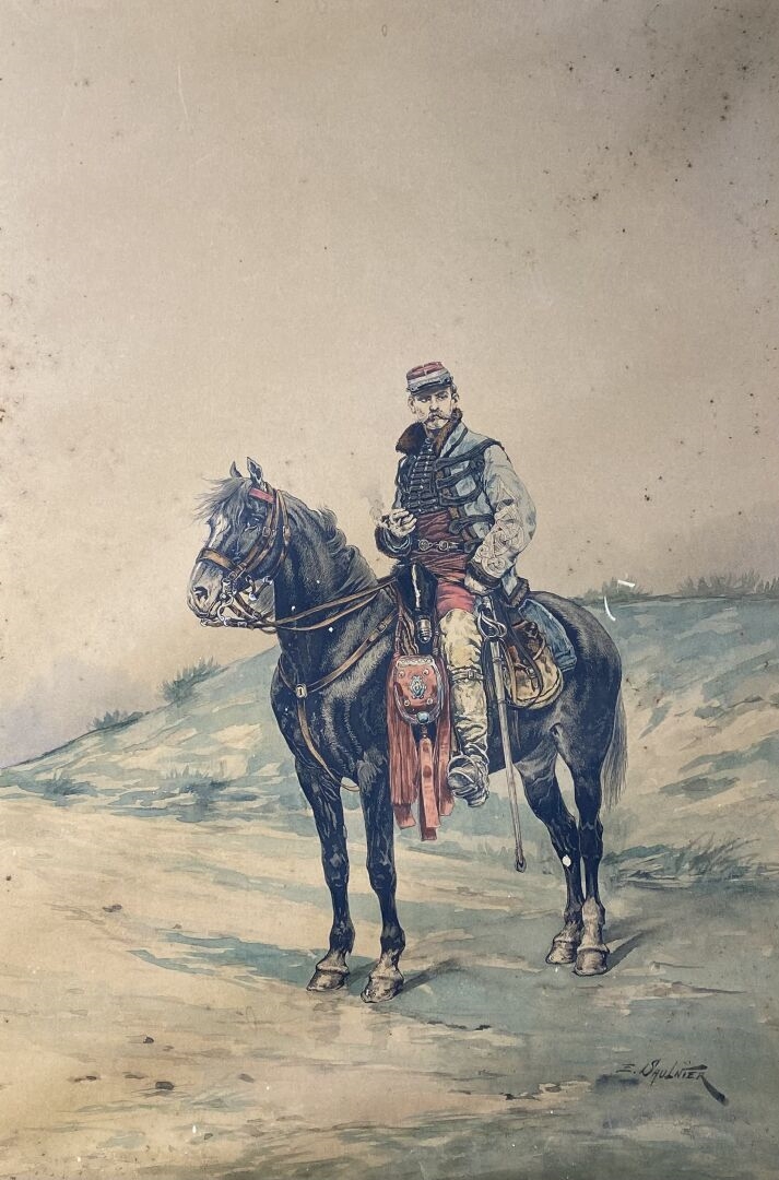 Artwork by Emmanuel Saulnier, Soldat à cheval, Made of Engraving