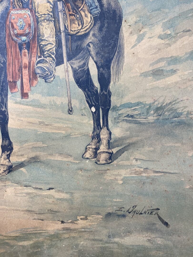 Artwork by Emmanuel Saulnier, Soldat à cheval, Made of Engraving