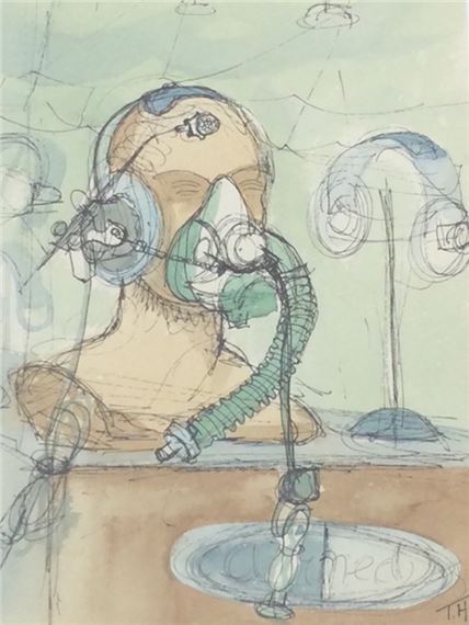 a mannequin bust wearing aviation headset and oxygen mask - Theodore Hancock