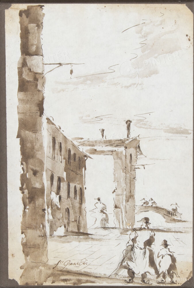 Artwork by Francesco Guardi, Scene of Venice, Made of ink, paper