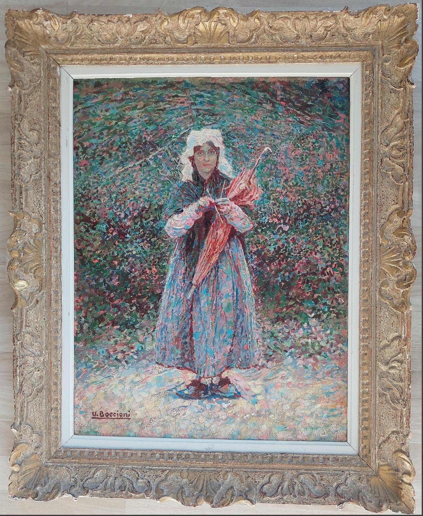 PORTRAIT OF A GIRL OIL PAINTING by Umberto Boccioni, early 20th century