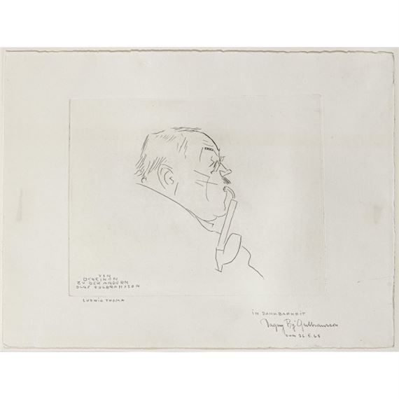 Darstellung des Ludwig Thoma im Profil by Olaf Gulbransson