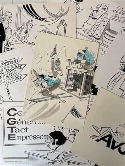 Jean Leffel | Set of 10 drawings. Ink and white gouache on card ...