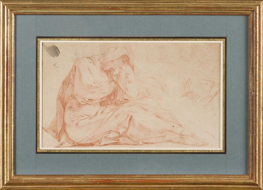 Artwork by Michel-Francois Dandré-Bardon, Grieving Woman, Made of Sanguine and estompe