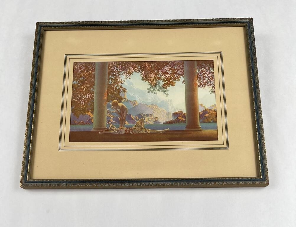 Artwork by Maxfield Parrish, Antique Maxfield Parrish Daybreak Print, Made of Print