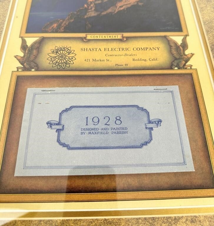 Artwork by Maxfield Parrish, 1928 Maxfield Parrish Calendar Contentment