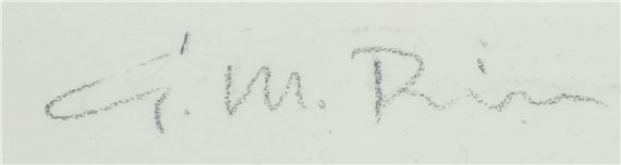 Guenther M. Riess signature on mixed media, Dated 1983.