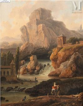 Femme à cheval près d’une cascade - Jean-Pierre-Xavier Bidauld