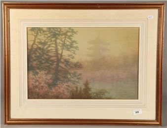 Y Ito ( Japanese 1867-1942) ' Cherry blossom landscape' watercolour on paper - Yoshihiko Itō