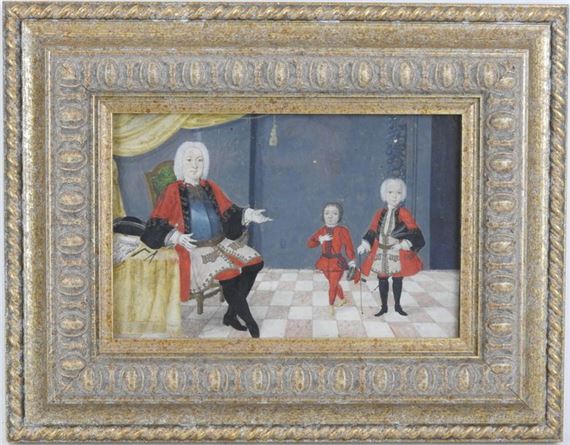 Portrait of a prince and his two sons by German School, 18th Century, circa 1730