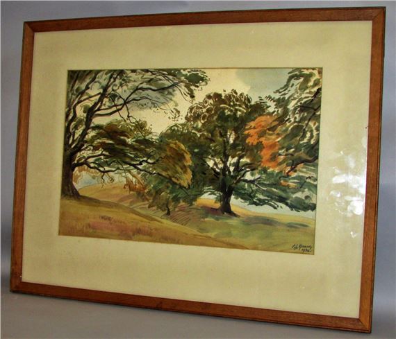 Aquarelle Originale Cédric J. Kennedy - Estaing Aveyron - France 1958