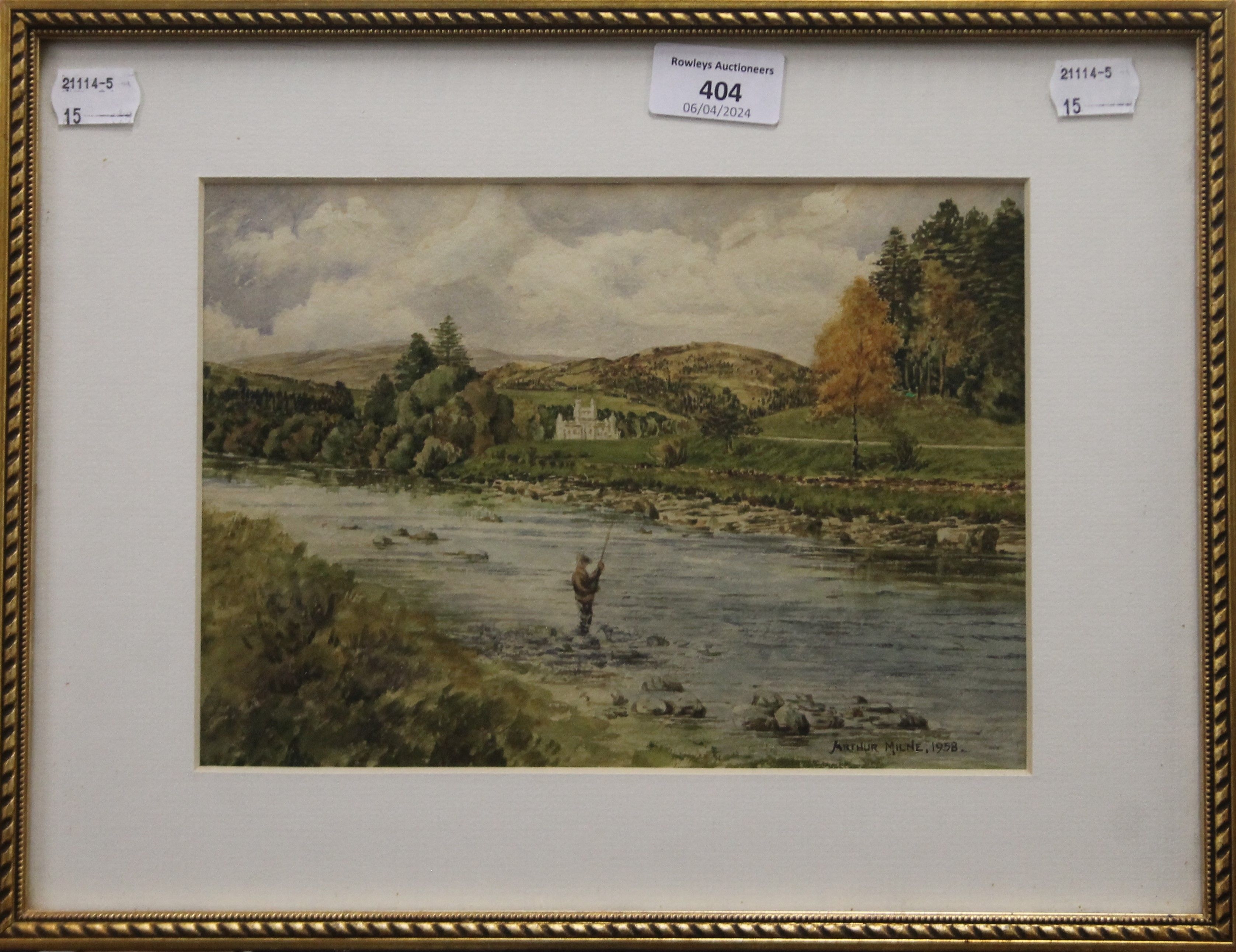 Artwork by Arthur Edward Milne, Fly Fishing, Made of watercolour