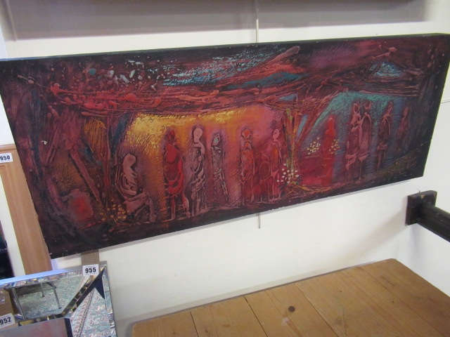 Artwork by George Hutchins, 1960S OIL BY GEORGE HUTCHINS TITLED BAZAAR, Made of OIL