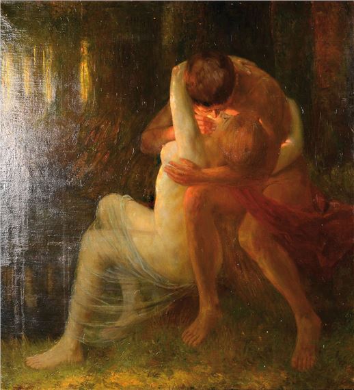 couple in a passionate embrace in the forest - Ernst Bernhard Marx