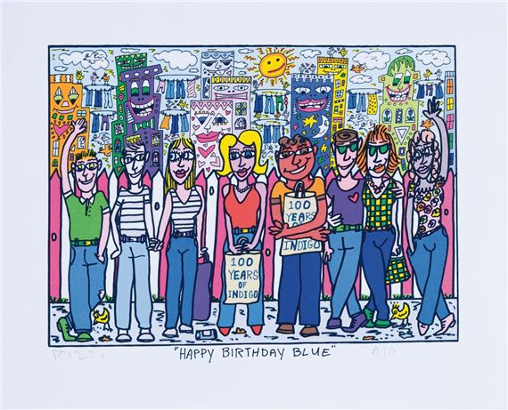James Rizzi | Happy Birthday Blue (1996) | MutualArt
